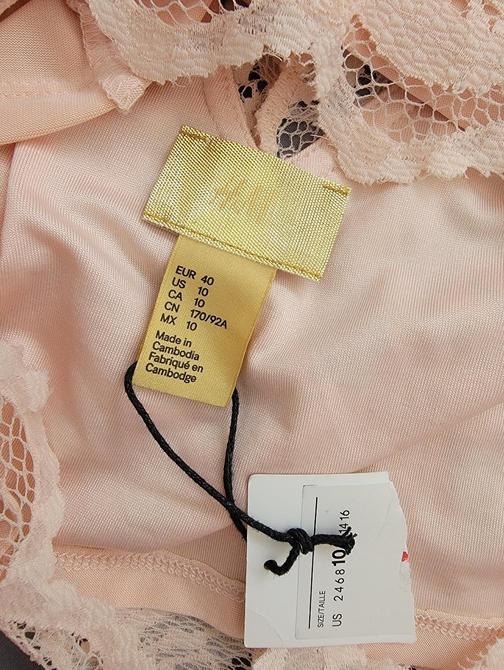 H&M Lace Vneck Peach Pink Short Sleeve Blouse Top 10 - Picture 4 of 5
